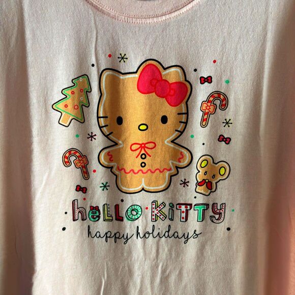 Sanrio Gingerbread Hello Kitty Happy Holidays Ladies XL Christmas T-Shirt #V - Picture 4 of 6